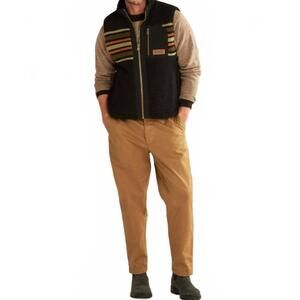 NEW PENDLETON berber fleece vest in olive camp stripe